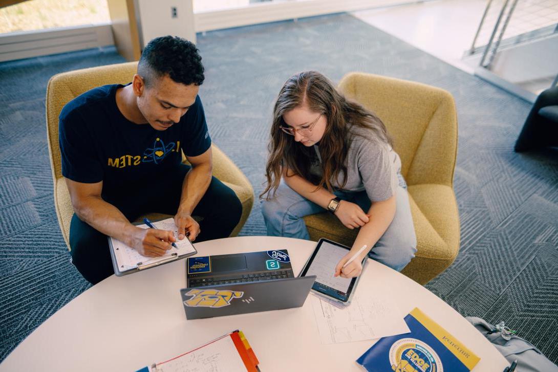 students studying analytics in the learning commons